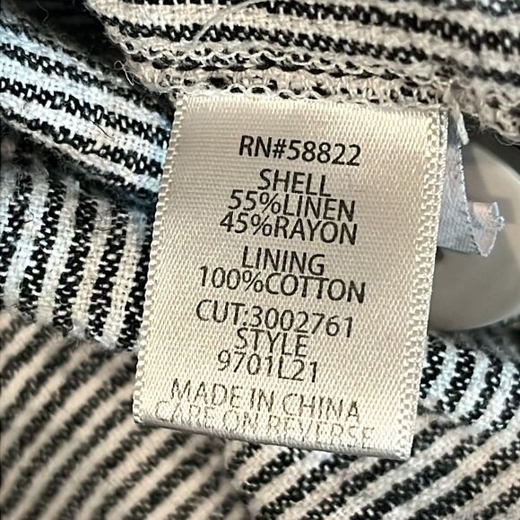 Max Studio Women's Jacket Linen Blend Large Black White Cardigan Lagenlook - Picture 8 of 10